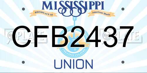 CFB2437 Mississippi License Plate