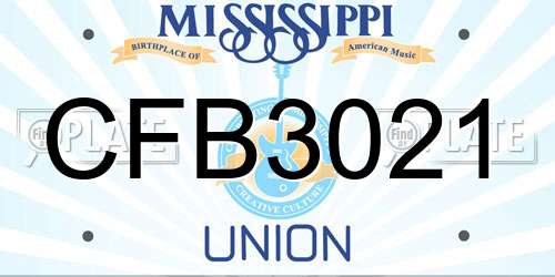 CFB3021 Mississippi License Plate