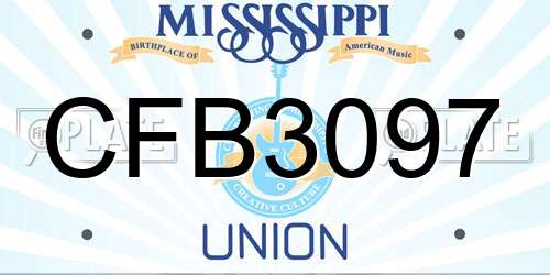 CFB3097 Mississippi License Plate