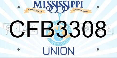 CFB3308 Mississippi License Plate