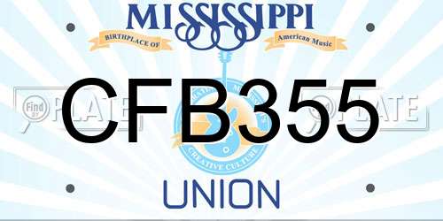 CFB355 Mississippi License Plate