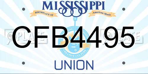 CFB4495 Mississippi License Plate