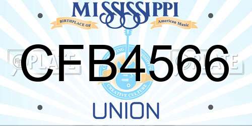 CFB4566 Mississippi License Plate