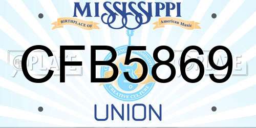 CFB5869 Mississippi License Plate