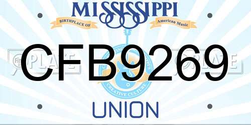 CFB9269 Mississippi License Plate