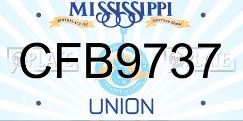CFB9737 Mississippi License Plate