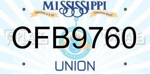 CFB9760 Mississippi License Plate