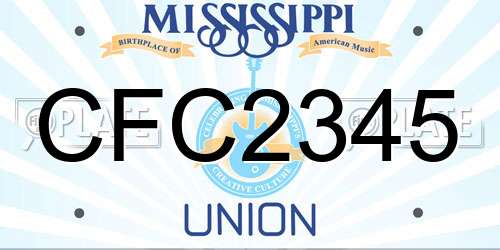 CFC2345 Mississippi License Plate