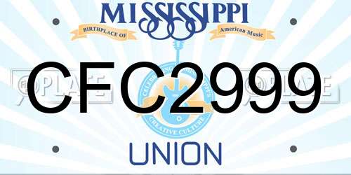 CFC2999 Mississippi License Plate