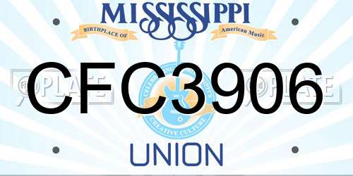 CFC3906 Mississippi License Plate