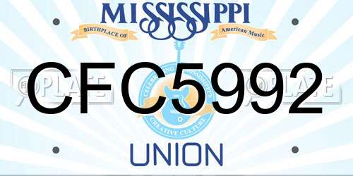 CFC5992 Mississippi License Plate