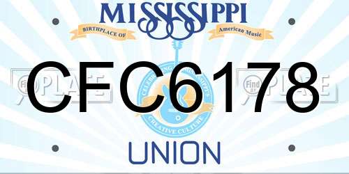 CFC6178 Mississippi License Plate
