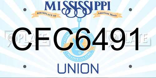 CFC6491 Mississippi License Plate
