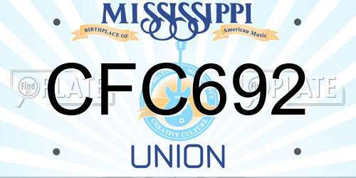 CFC692 Mississippi License Plate