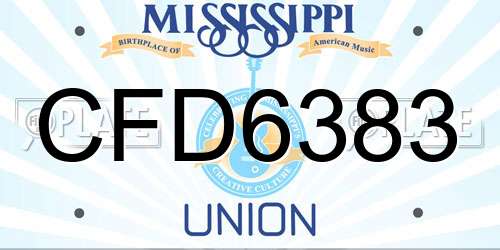 CFD6383 Mississippi License Plate