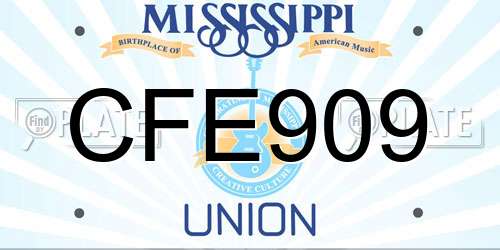 CFE909 Mississippi License Plate