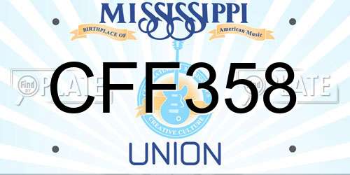 CFF358 Mississippi License Plate
