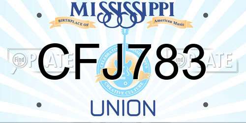 CFJ783 Mississippi License Plate