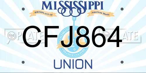 CFJ864 Mississippi License Plate