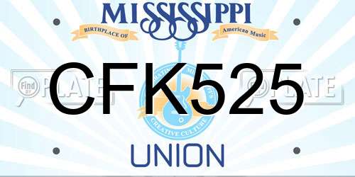 CFK525 Mississippi License Plate