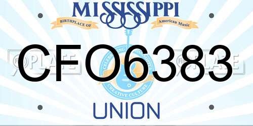 CFO6383 Mississippi License Plate