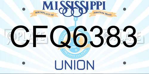 CFQ6383 Mississippi License Plate