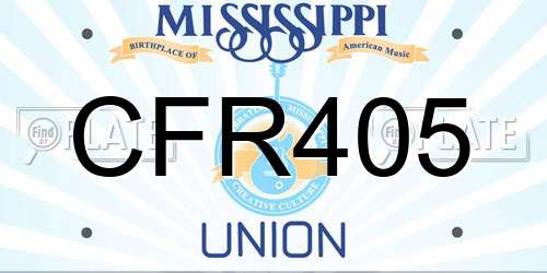 CFR405 Mississippi License Plate