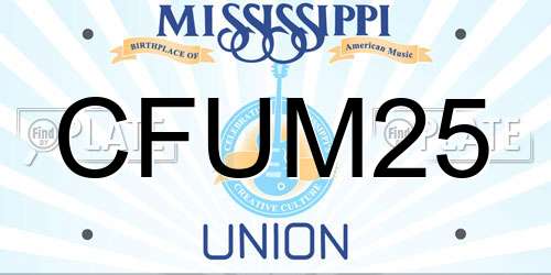 CFUM25 Mississippi License Plate