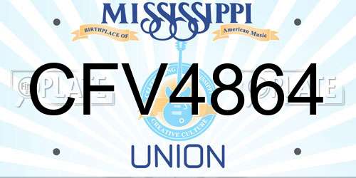 CFV4864 Mississippi License Plate