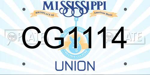 CG1114 Mississippi License Plate