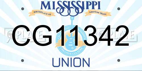CG11342 Mississippi License Plate
