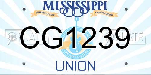 CG1239 Mississippi License Plate
