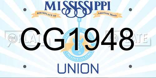 CG1948 Mississippi License Plate