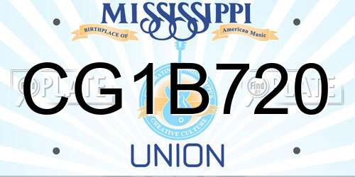 CG1B720 Mississippi License Plate