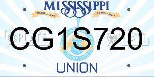 CG1S720 Mississippi License Plate