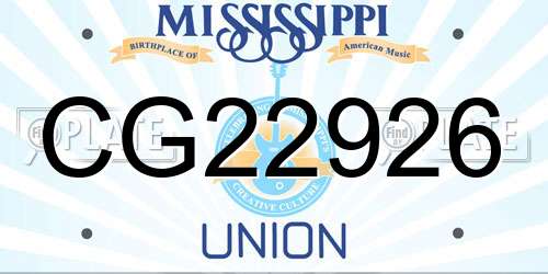 CG22926 Mississippi License Plate