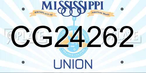 CG24262 Mississippi License Plate