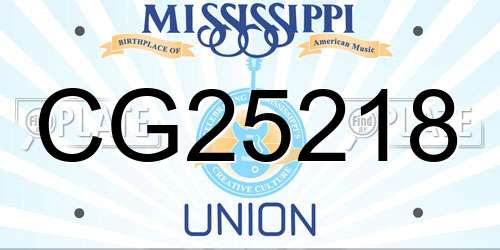 CG25218 Mississippi License Plate