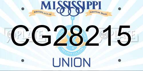 CG28215 Mississippi License Plate
