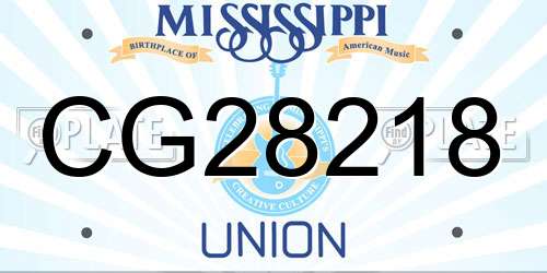 CG28218 Mississippi License Plate