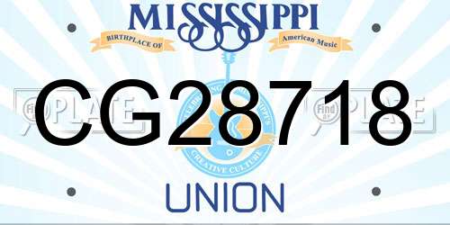 CG28718 Mississippi License Plate