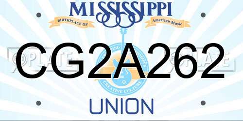 CG2A262 Mississippi License Plate