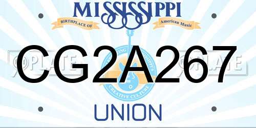 CG2A267 Mississippi License Plate
