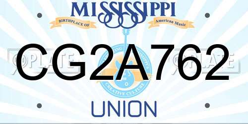 CG2A762 Mississippi License Plate