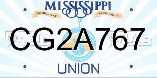 CG2A767 Mississippi License Plate