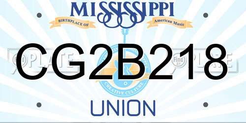 CG2B218 Mississippi License Plate