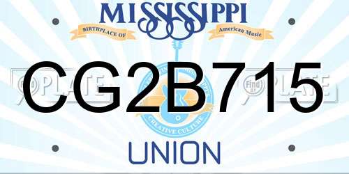 CG2B715 Mississippi License Plate