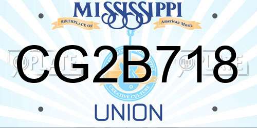 CG2B718 Mississippi License Plate