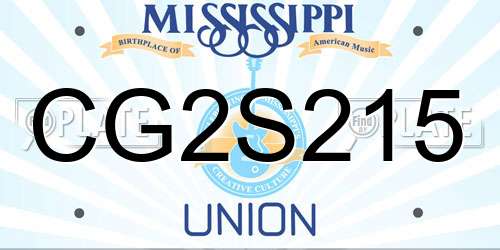 CG2S215 Mississippi License Plate