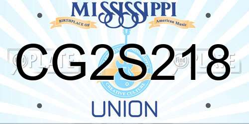 CG2S218 Mississippi License Plate